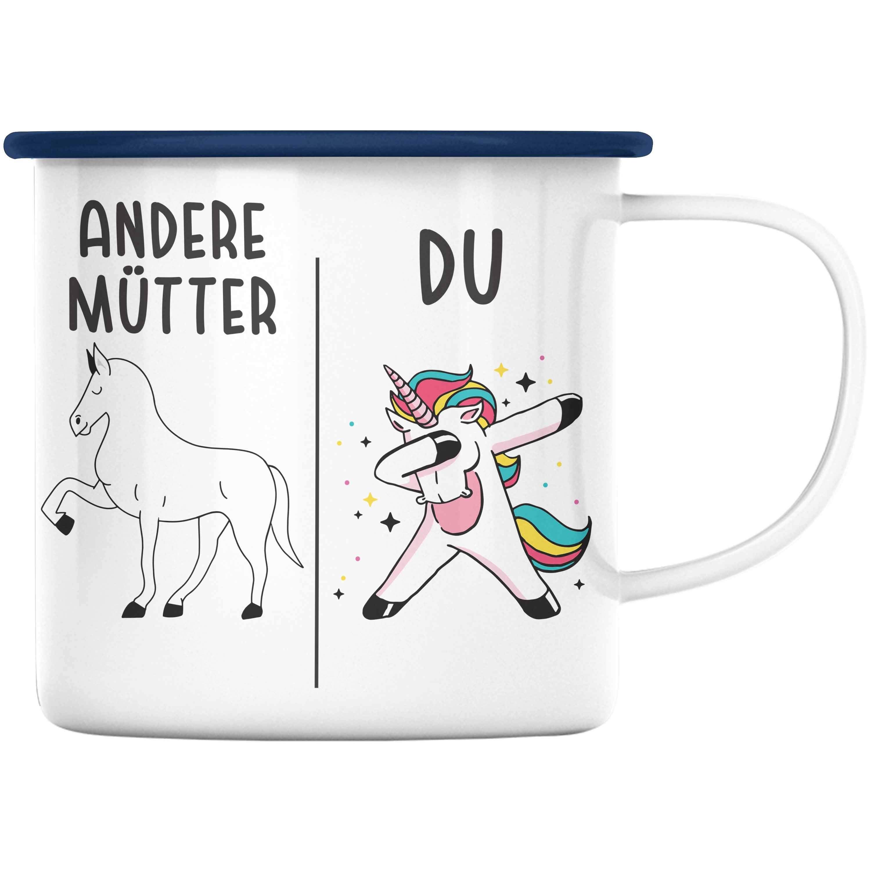 Muttertag Mutter Muttertagsgeschenk Spruch Thermotasse Emaille - Beste Tasse Blau mit von Mami Trendation Tochter Trendation Mama für