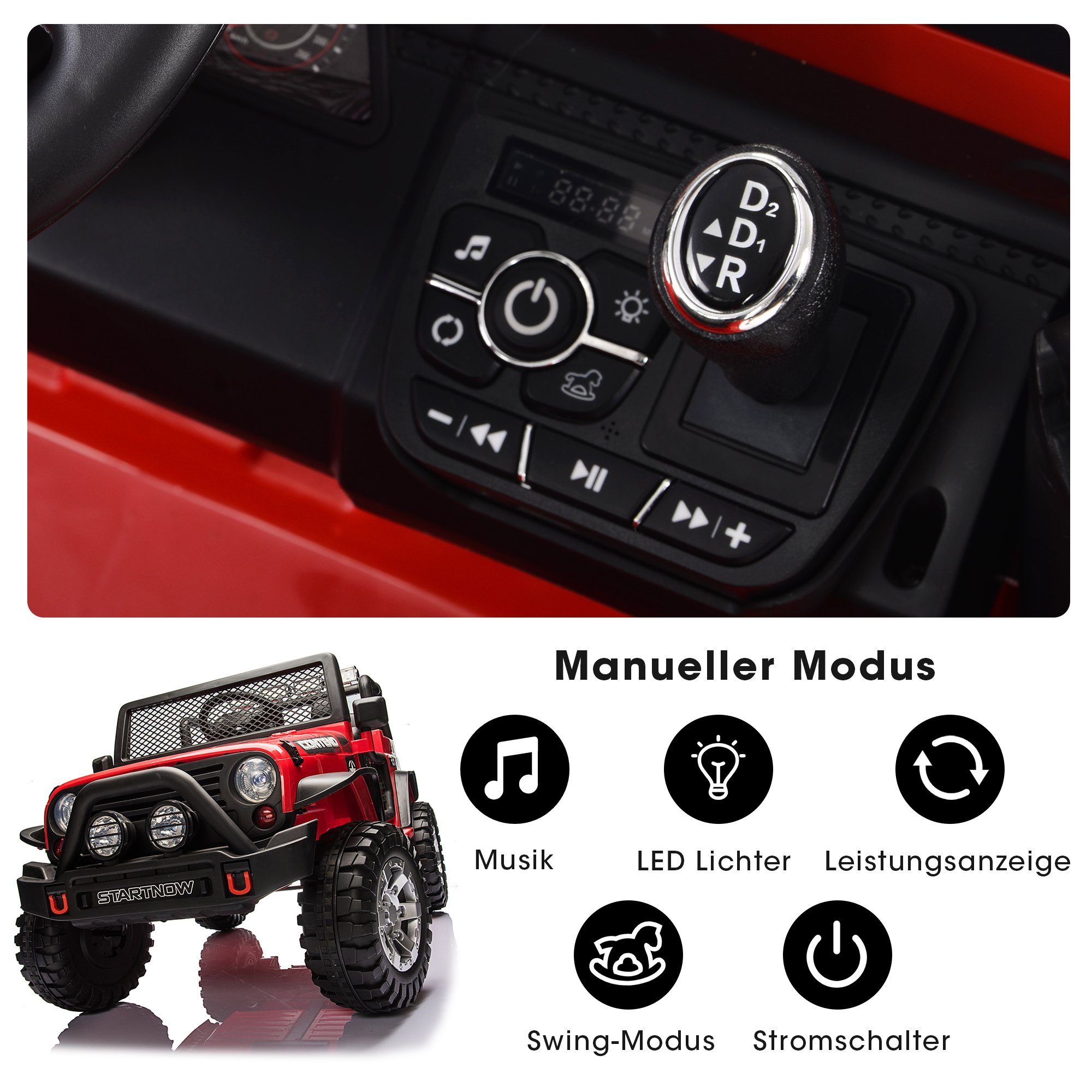 Elektro-Kinderauto, Belastbarkeit 50,00 kg, Kinder Elektroauto mit USB, AUX und Bluetooth inkl. Ferndienung, 2x45W
