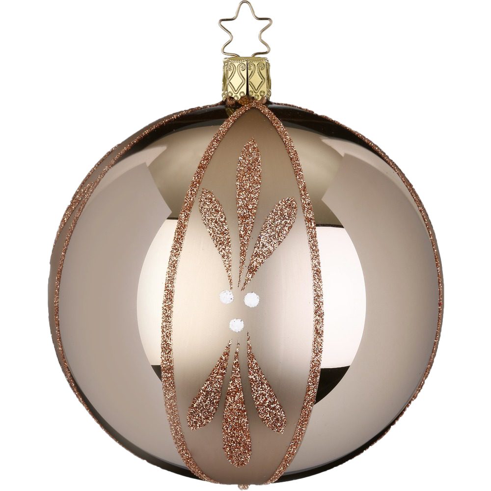 INGE-GLAS® (1 St), handbemalt Beerenzweig Weihnachtsbaumkugel 10cm Ø steinbock mundgeblasen,