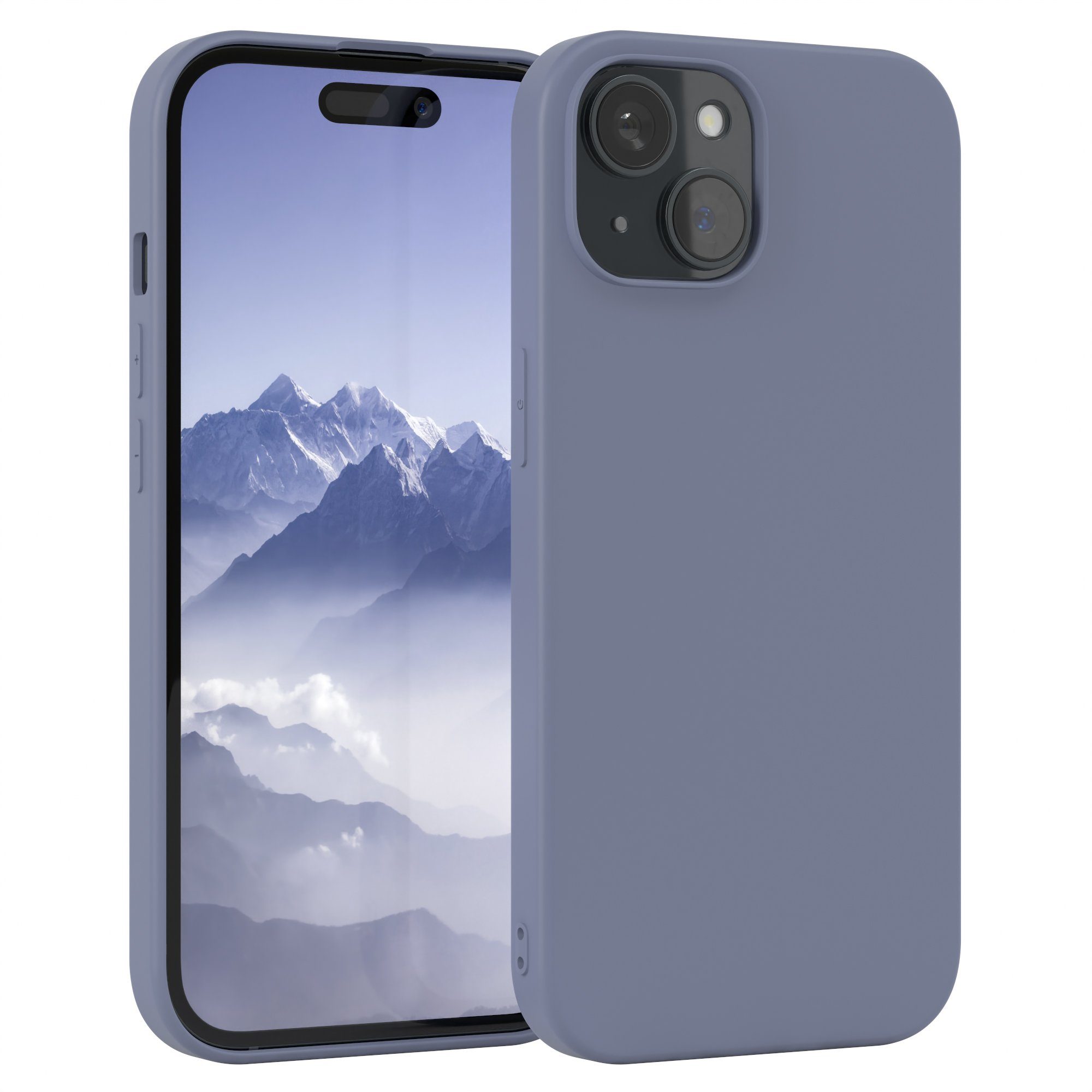 EAZY CASE Handyhülle TPU Hülle für Apple iPhone 15 6,1 Zoll, Silikon Schutzhülle mit Kameraschutz Matt Back Cover Soft Eis Blau