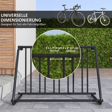 Durhand Fahrradständer Radständer Mehrfachständer bis 3 Fahrräder (Aufstellständer, 1-St., Ständer für Fahrrad), Stahl 114 x 58 x 75 cm, Schwarz