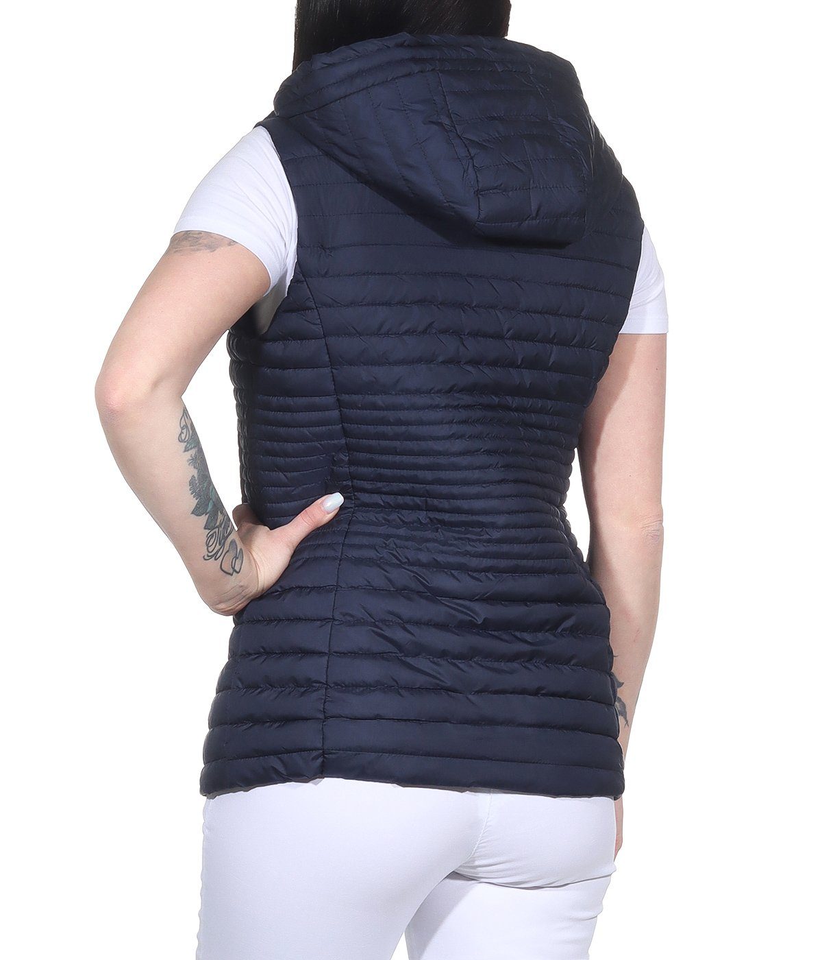 Aurela Damenmode Steppweste Damen Weste leichte Steppweste maritime Sommerweste Eingrifftaschen (außen) und Brusttasche (Innen), auch große Größen