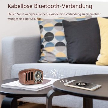 GelldG FM Klassisches-Holz Retro Radio Klein, Tragbares Radio mit Bluetooth Lautsprecher