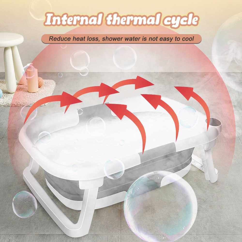 JEOBEST Babybadewanne Baby Bathtub Babywanne, Tragbare Wanne, Faltbare, mit Rutschfester Matte und Abflussloch