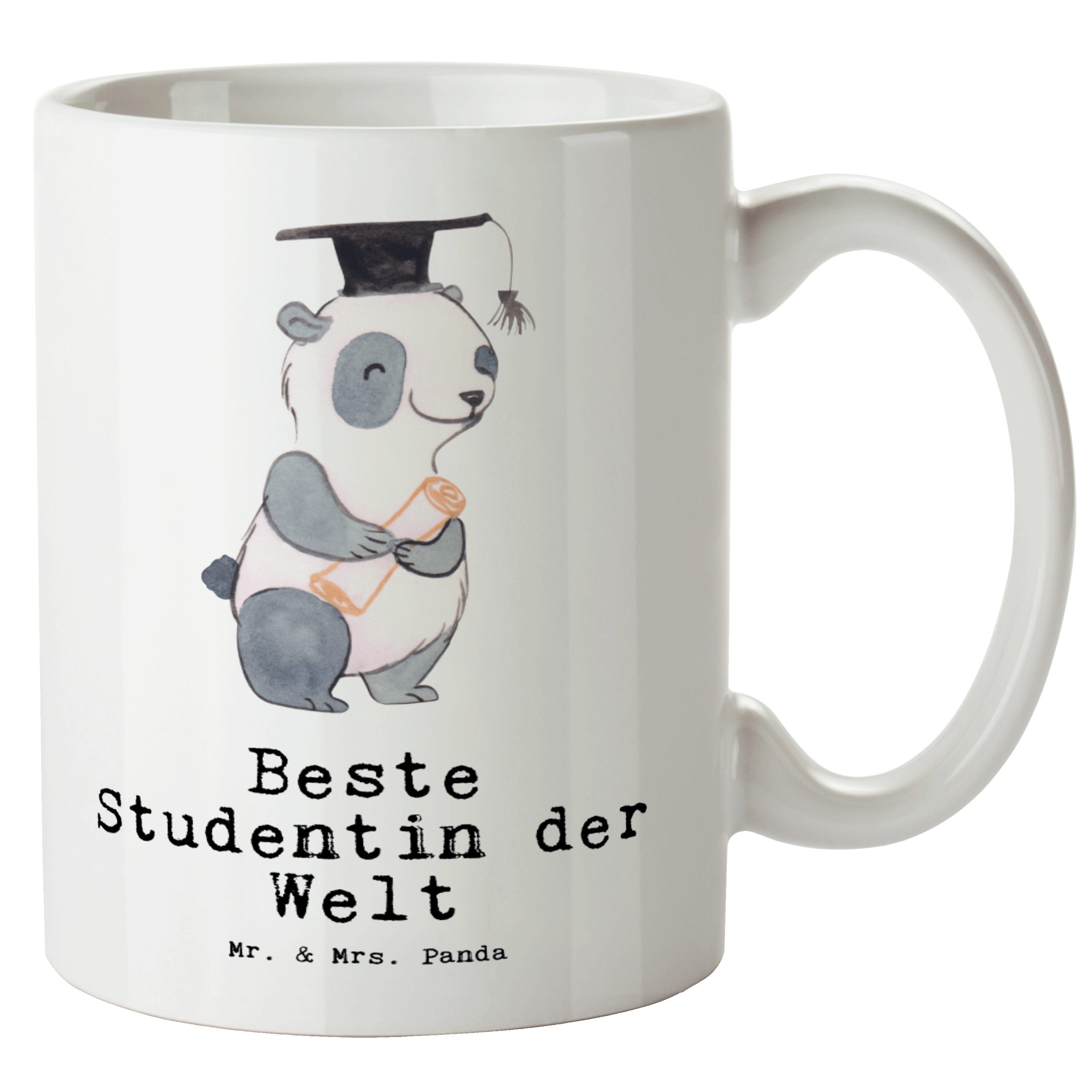 Mr. Studentin der Weiß & Panda XL Tasse Geschenk, - Mrs. spülmaschinenfest, Beste - Panda Tasse Keramik Welt