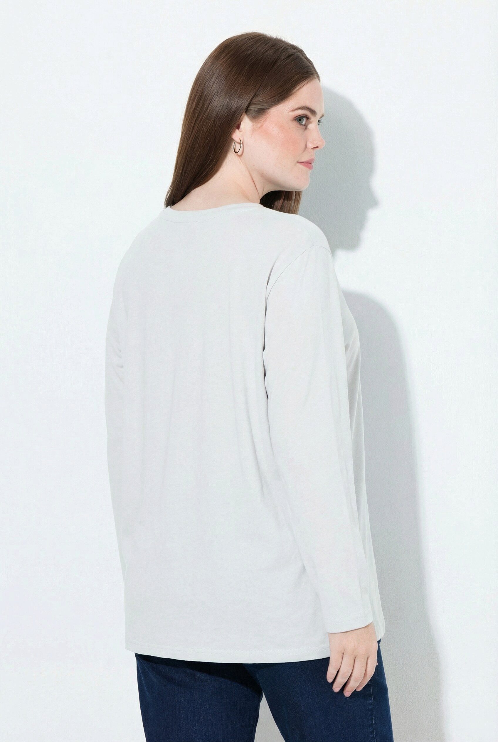Ulla Popken T-Shirt Shirt Relaxed Rundhalsausschnitt Langarm – Bild 3 von 4