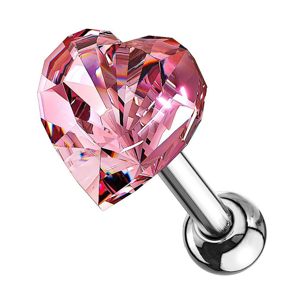 Taffstyle Piercing-Set Tragus Knorpel Piercing Kristall Herz Stecker Stud Rosa (Ohr Tragus Helix Rook Lobe Daith Conch Orbital Snug Ohrring Piercing), Ohrpiercing Cartilage Knorpel Ohr Tragus Helix Rook Lobe Daith Conch