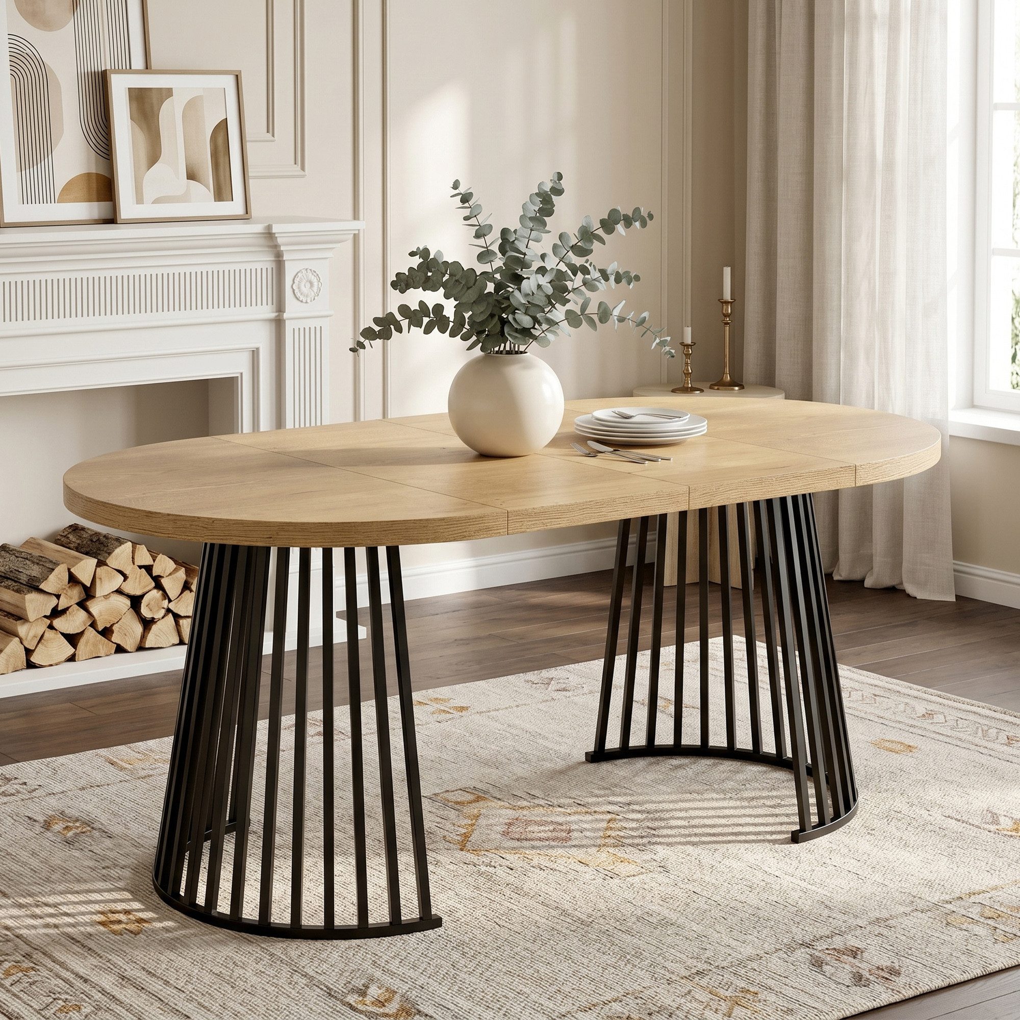 BlingBin Esstisch 100/138/176 * 100 cm Ausziehbarer Esstisch mit Verdickte Tischplatte (1er Set, 1-St., Tragendes Gewicht: 60kg, Geeignet für 4–8 Personen), Minimalistischer Kulissentisch für Esszimmer Wohnzimmer, Eichenfarbe