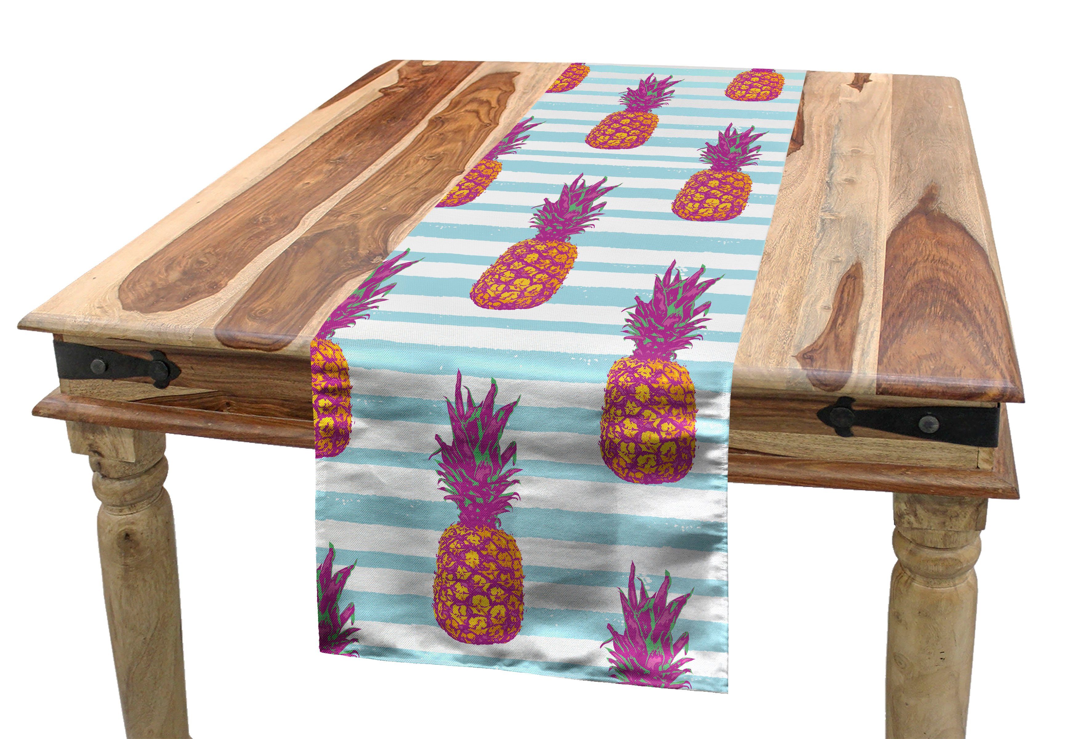 Abakuhaus Tischläufer Esszimmer Küche Rechteckiger Dekorativer Tischläufer, Modern Pop-Art Ananas auf Streifen