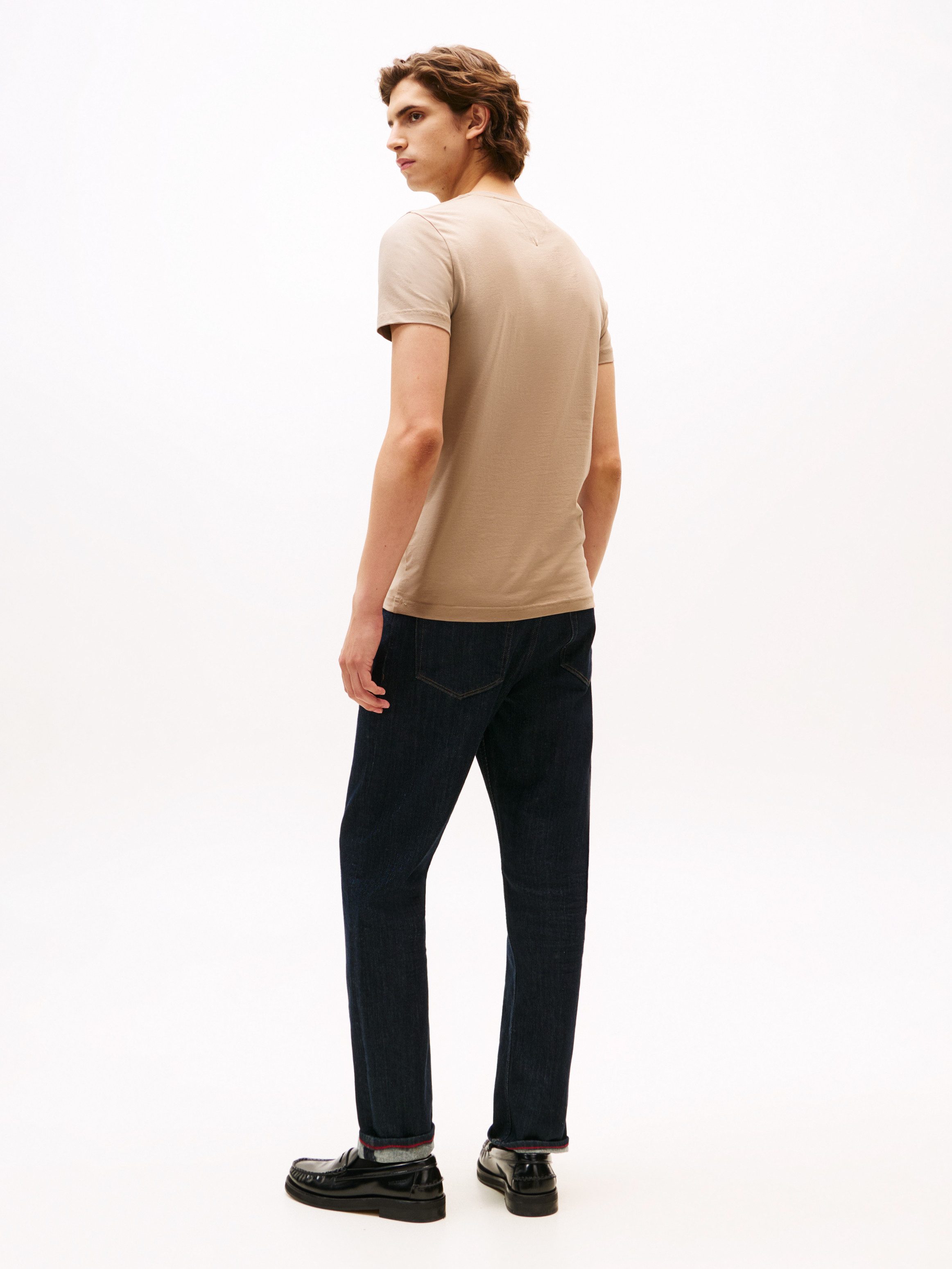 Tommy Hilfiger T-Shirt STRETCH SLIM FIT unifarben, casual, slim fit, Baumwollmix, Rundhals – Bild 5 von 5