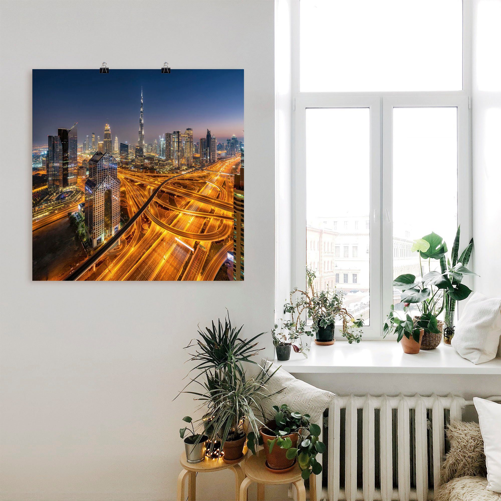 gedruckt Skyline Asien Bilder (1 Wandbild gelb Artland von St), Dubai,