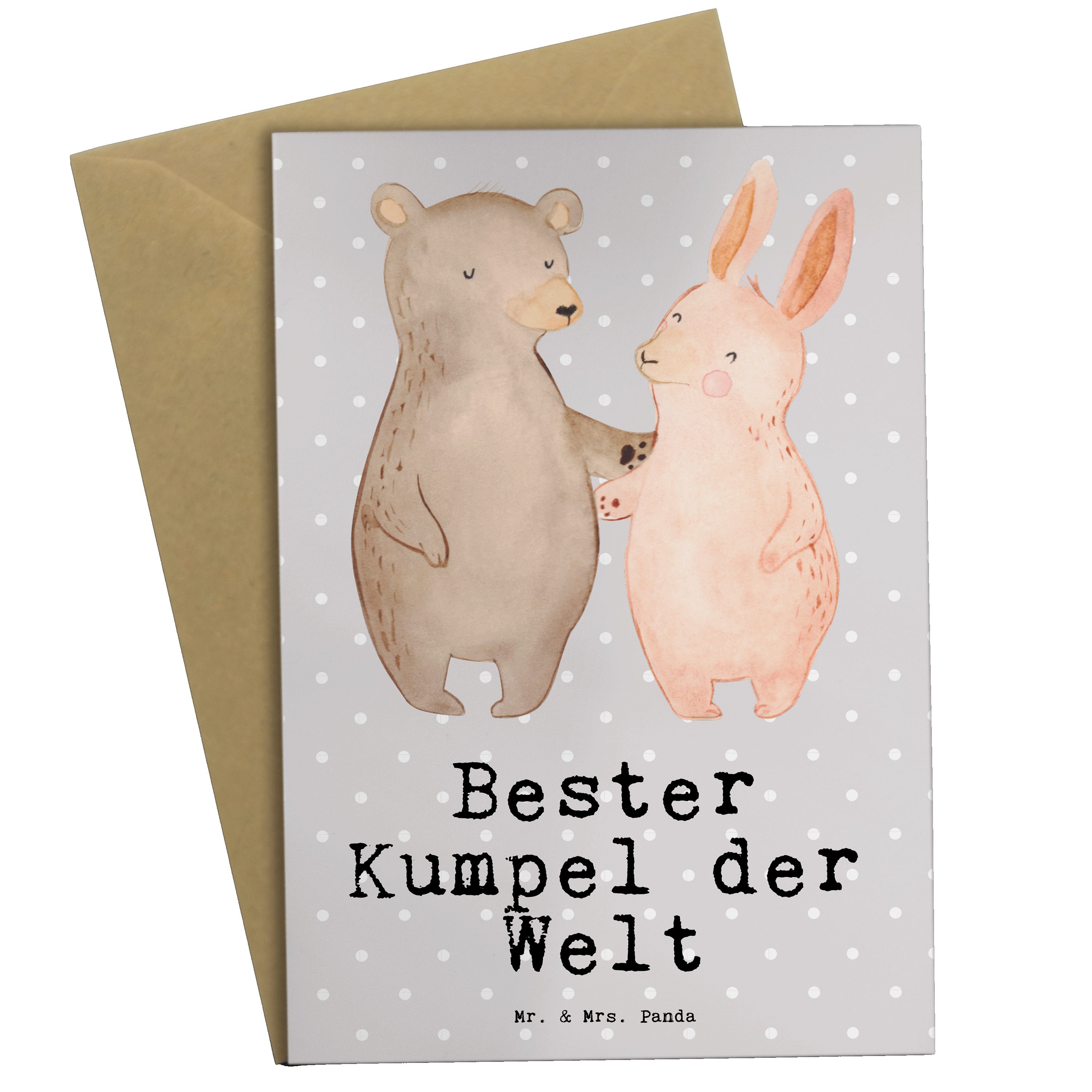 Mr. & Mrs. Panda Grußkarte Hase Bester Kumpel der Welt - Grau Pastell - Geschenk, Freude machen