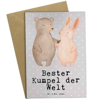 Mr. & Mrs. Panda Grußkarte Hase Bester Kumpel der Welt - Grau Pastell - Geschenk, Freude machen, Hochwertiger Karton