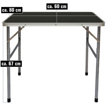 AMANKA Campingtisch Klappbarer Campingtisch Tisch Reisetisch leicht, 80x60x70 cm Koffer Grau