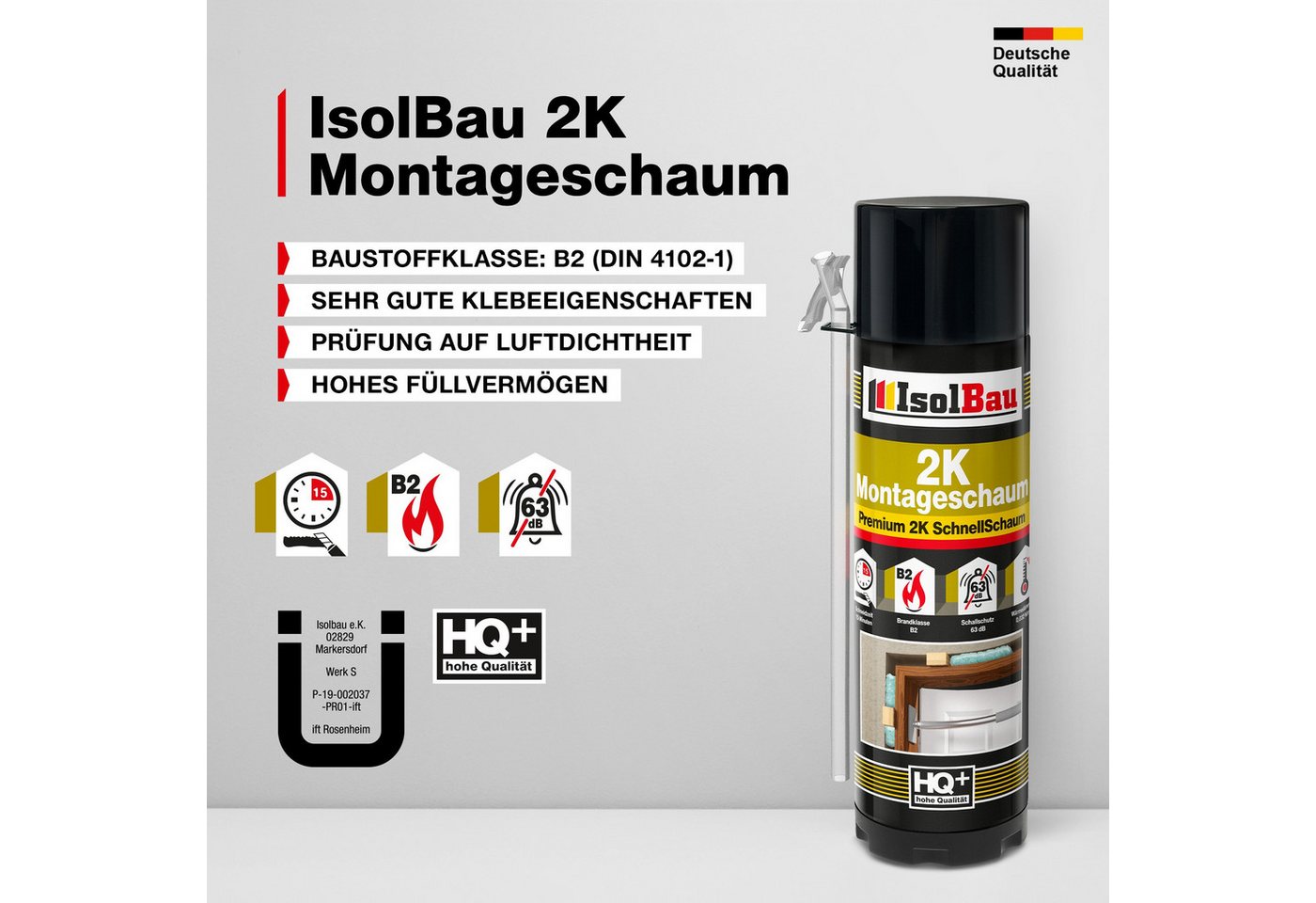 Thumbnail - None Fenster 2K Montageschaum 24 x 400ml Zargenschaum PU-Schnellschaum für Türen, Fenster- und Türrahmen sowie Fensterbä...
