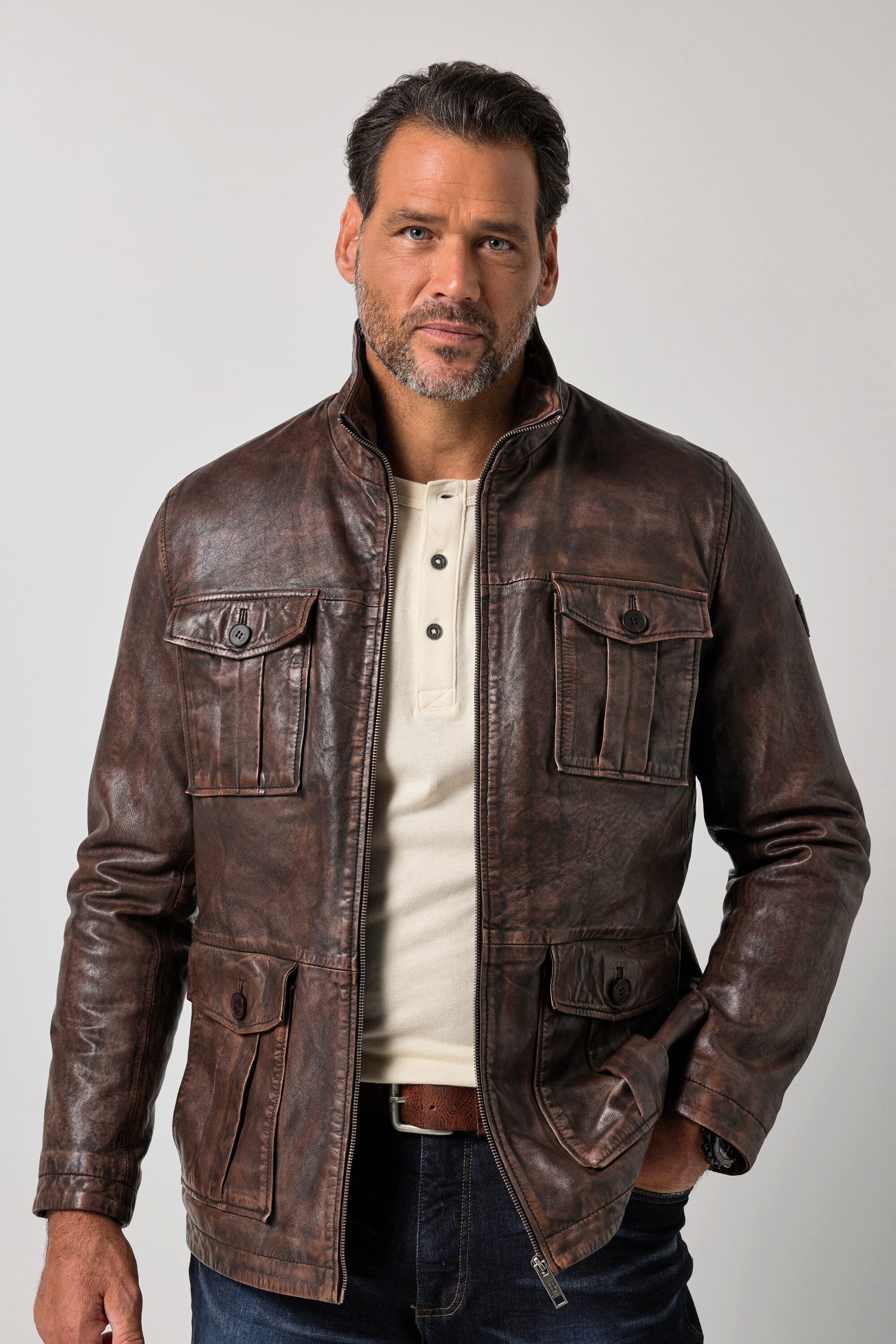 JP1880 Lederjacke Lederjacke Leder echtes Lammnappa Vintage Look