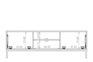 Konsimo Lowboard Lowboard RUFES, Breite 150 cm, auf goldenen Beinen im Loft-Stil, mit Klapptür, ABS-Kanten