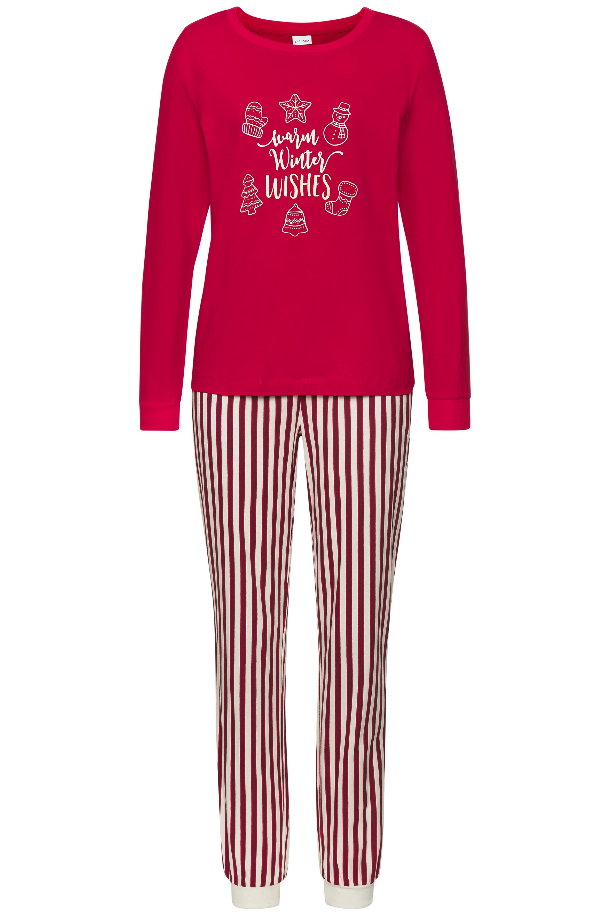 LASCANA Pyjama (Set, 2 tlg) Mit Weihnachtlichem Muster günstig online kaufen