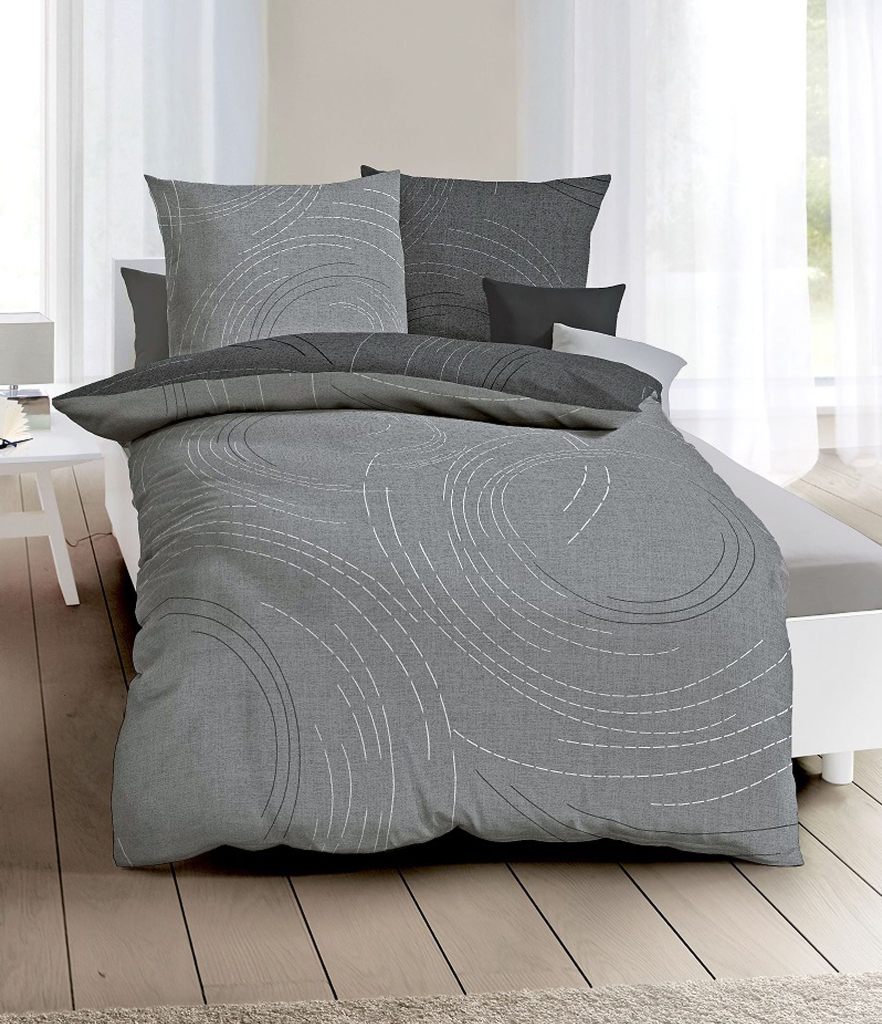 JACK Wendebettwäsche 135x200cm Jaro Zinn, Biber, 2 teilig, dezente kreisför günstig online kaufen