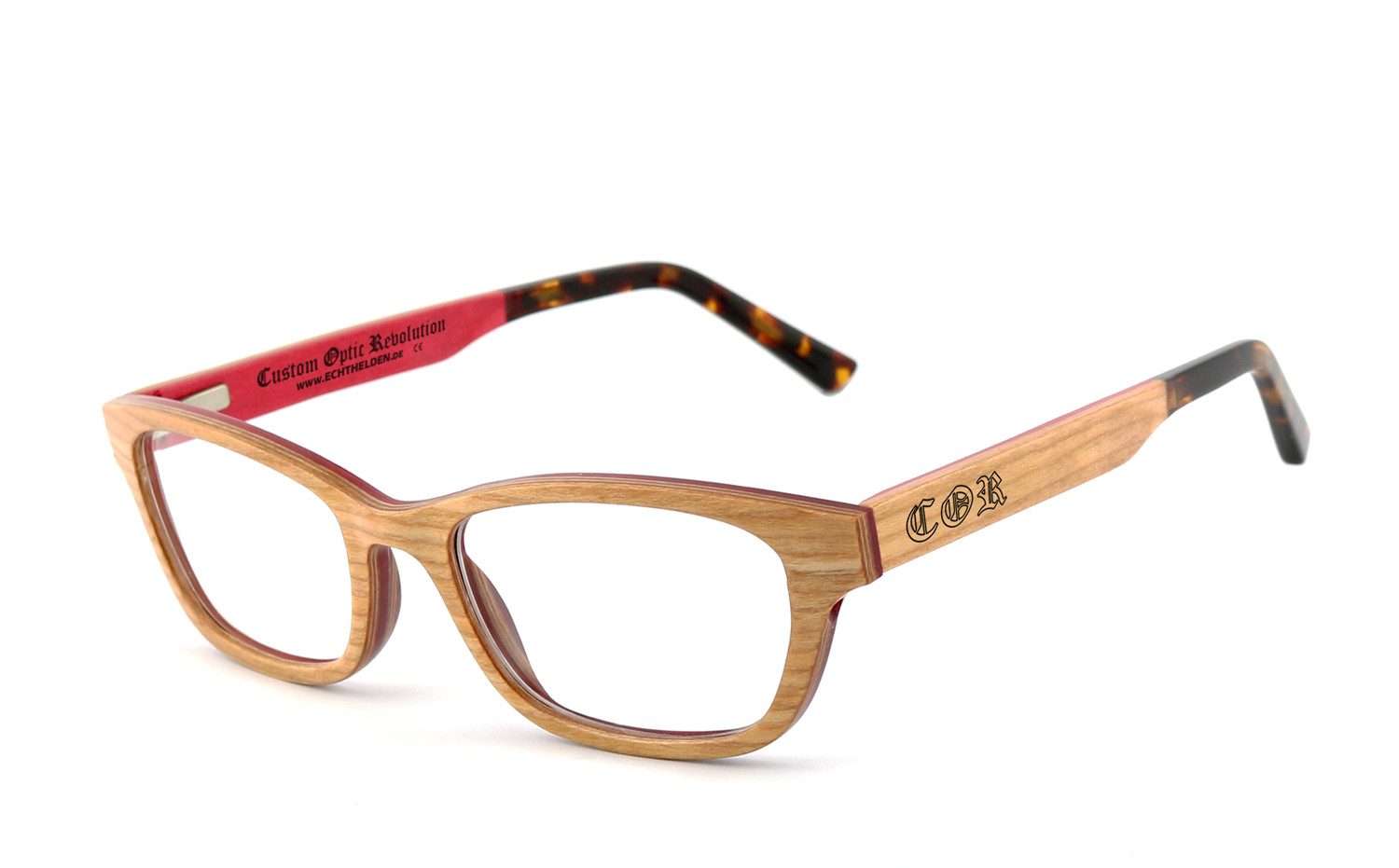 COR Brille COR008 Holzbrille, Bügel mit Flex-Scharnieren