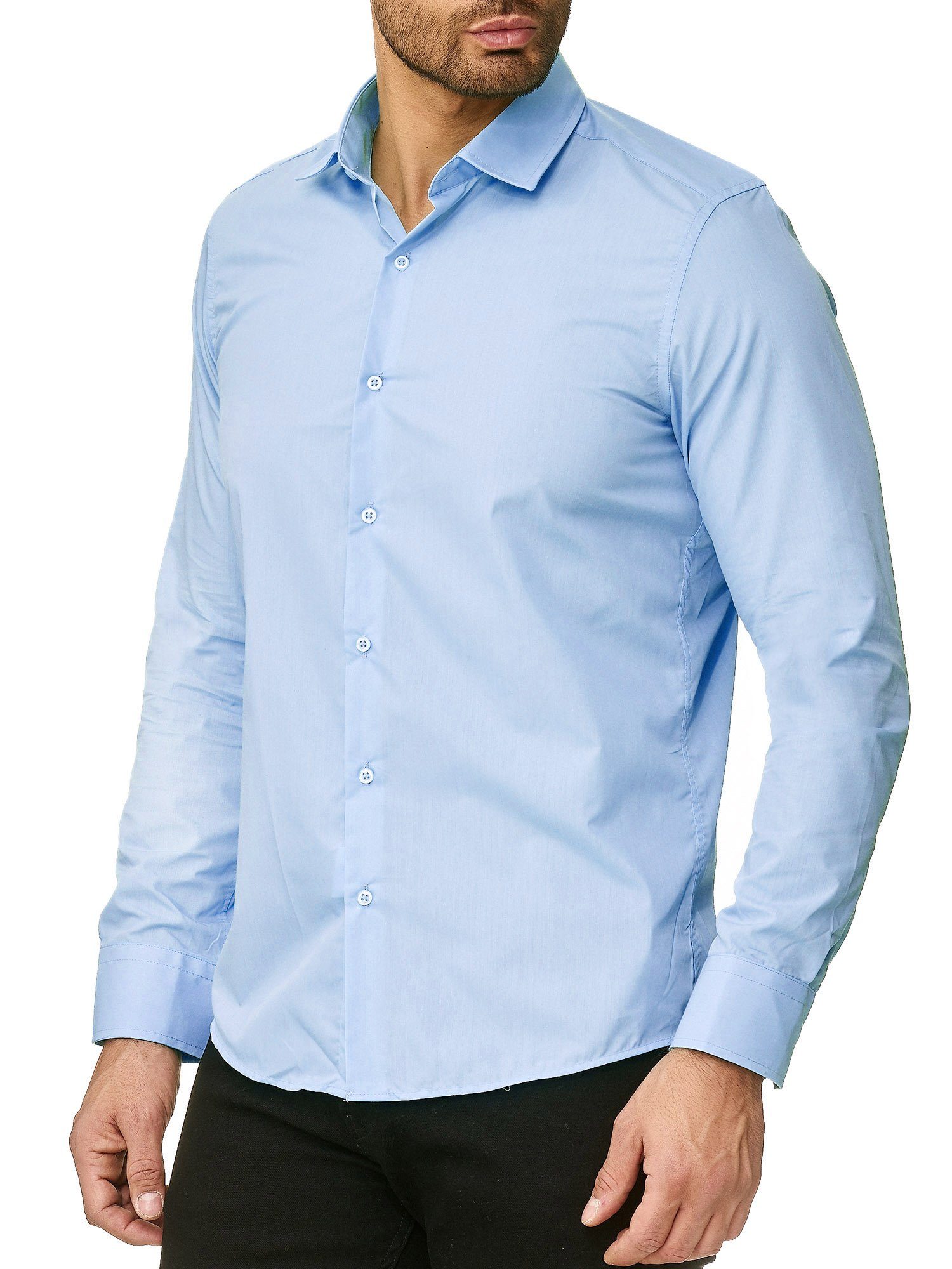 Reslad Langarmhemd Reslad Herren Hemd Kentkragen Unicolor Langarmhemd RS-70 günstig online kaufen