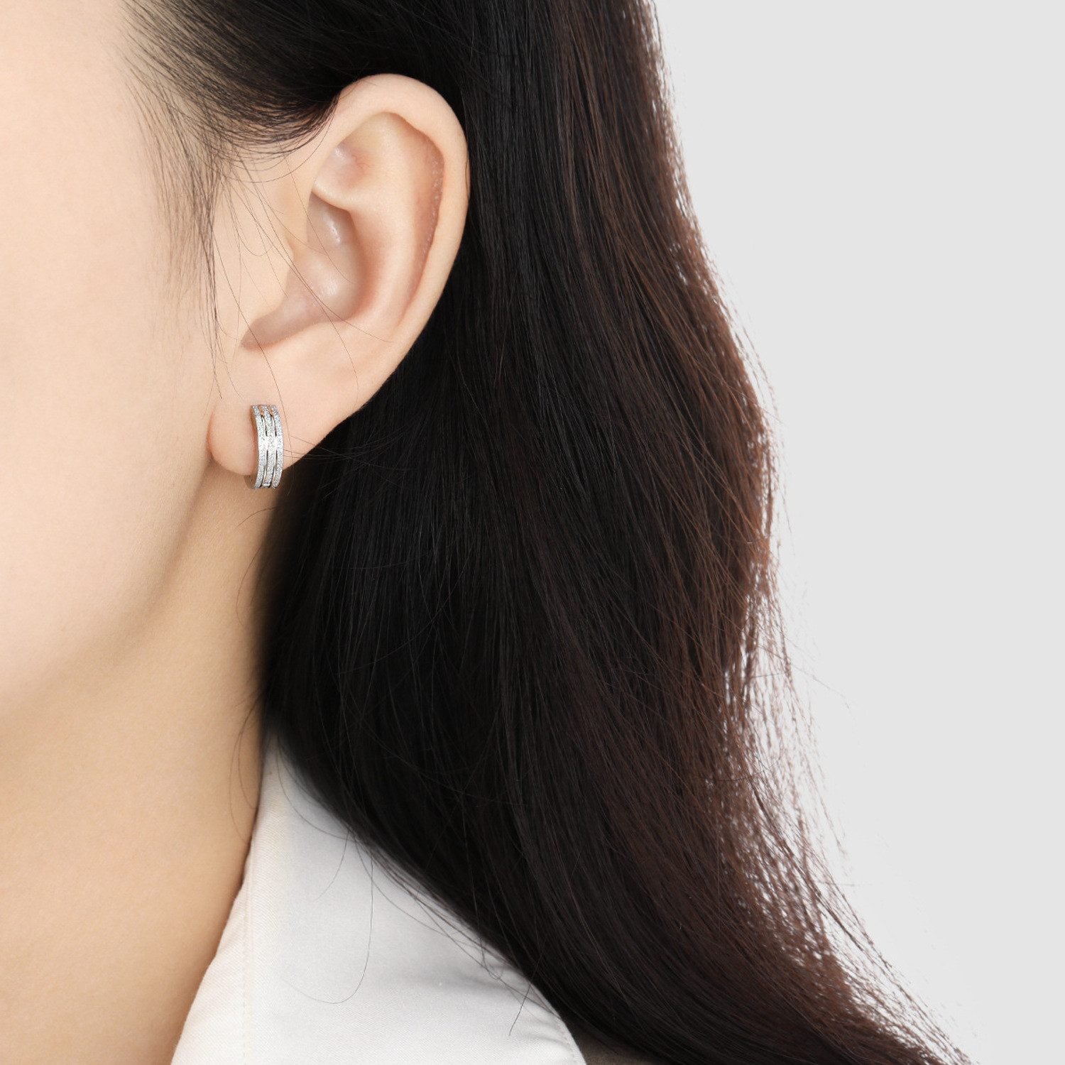 KARMA Paar Creolen Glitzer Edelstahl Silber günstig online kaufen