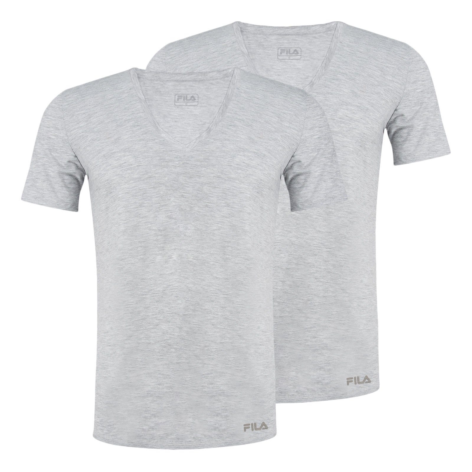 Fila T-Shirt 2er Pack V-Neck aus weichem Baumwolljersey 400 grey