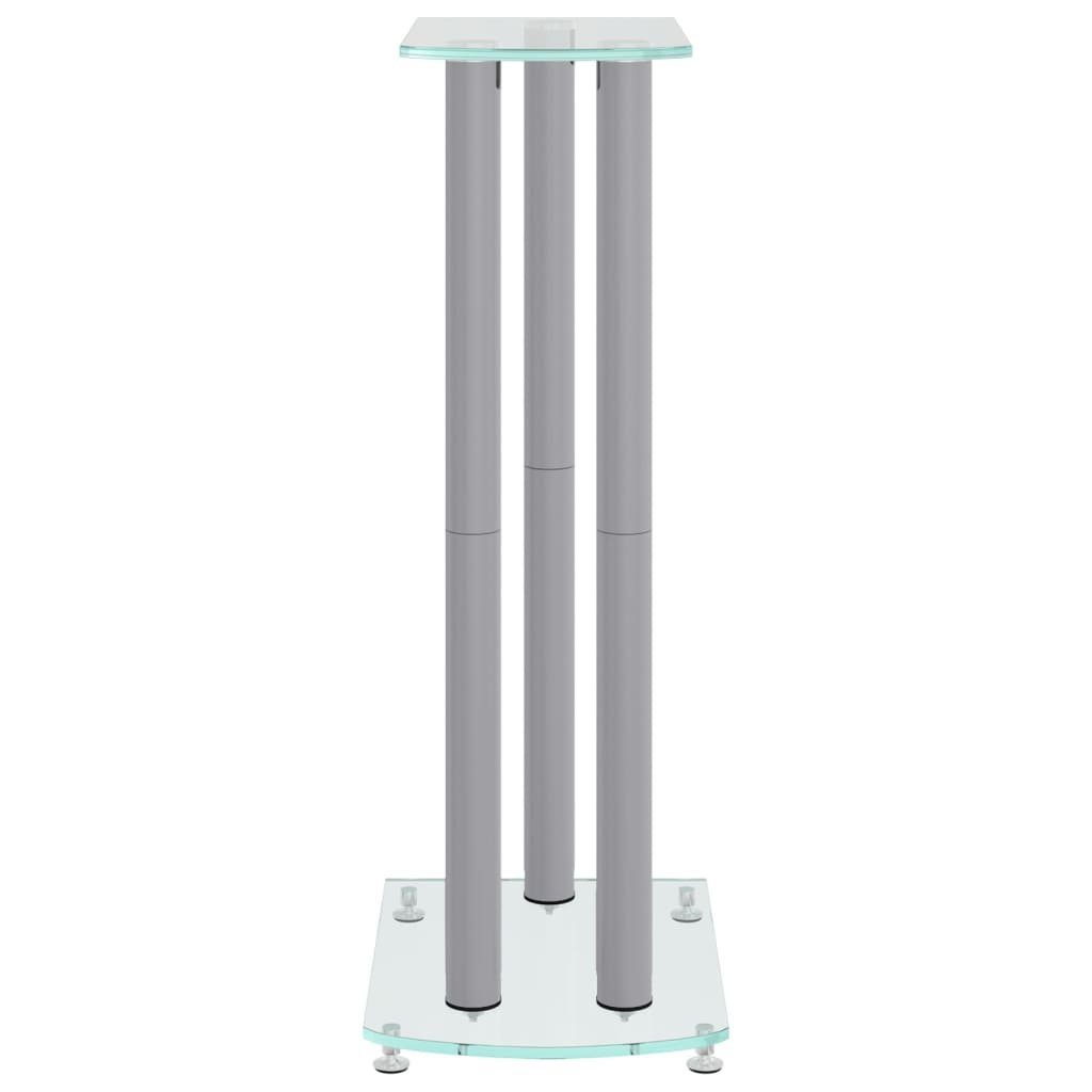 vidaXL Lautsprecher-Ständer 2 Stk. Silbern Säulen Lautsprecherständer 3 Hartglas