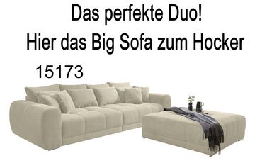 luma-home Polsterhocker 15177 (XXL-Hocker 120x120 cm mit Federkernpolsterung, passend zum Big Sofa), Cordstoff Beige Grau