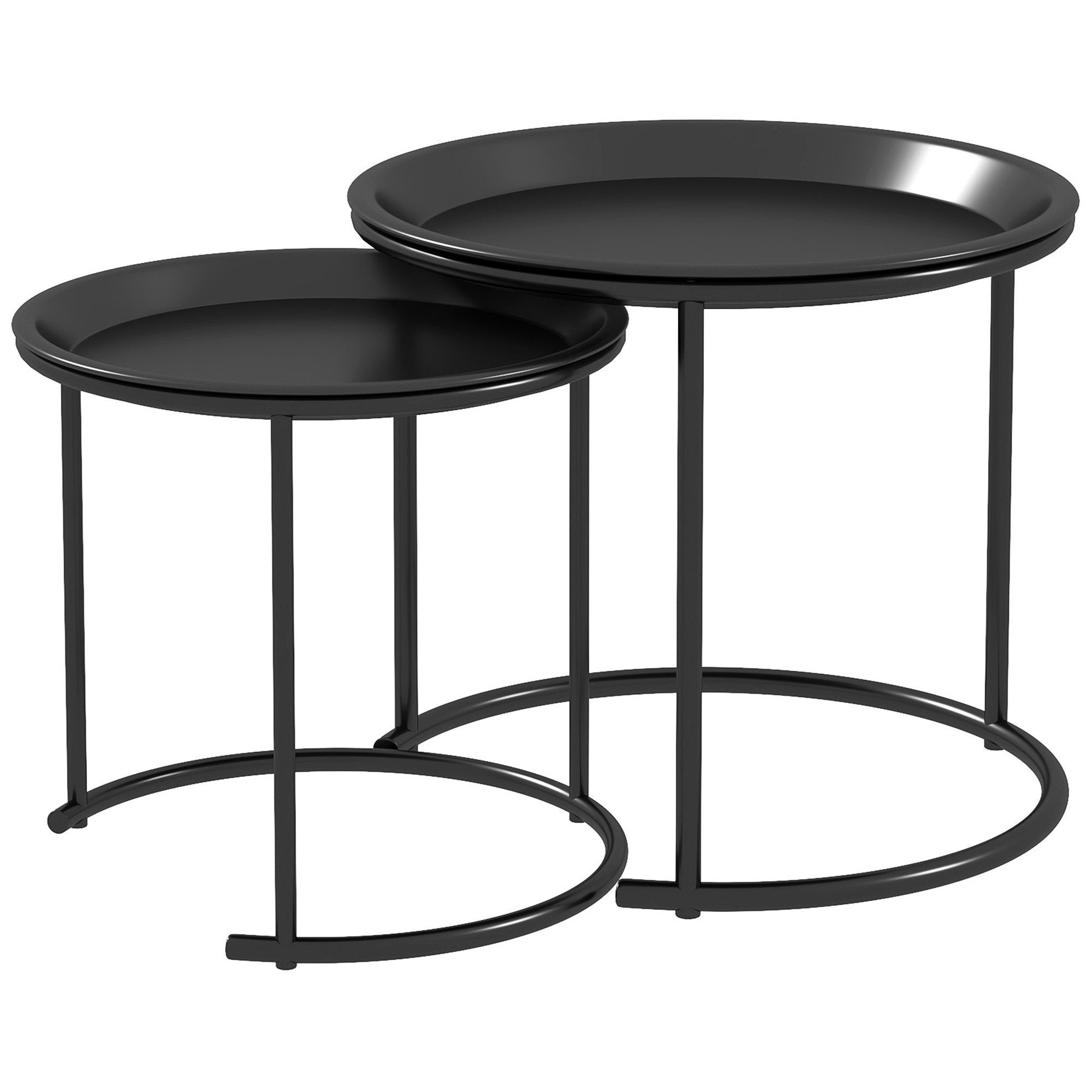 HOMCOM Beistelltisch 2er-Set, rund, stapelbar (Couchtisch, günstig online kaufen