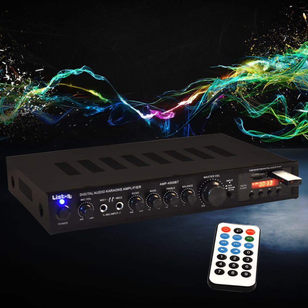 Liston12 Verstärker (Hifi Receiver Bluetooth USB SD MP3 Verstärker Fernbedienung 2x)