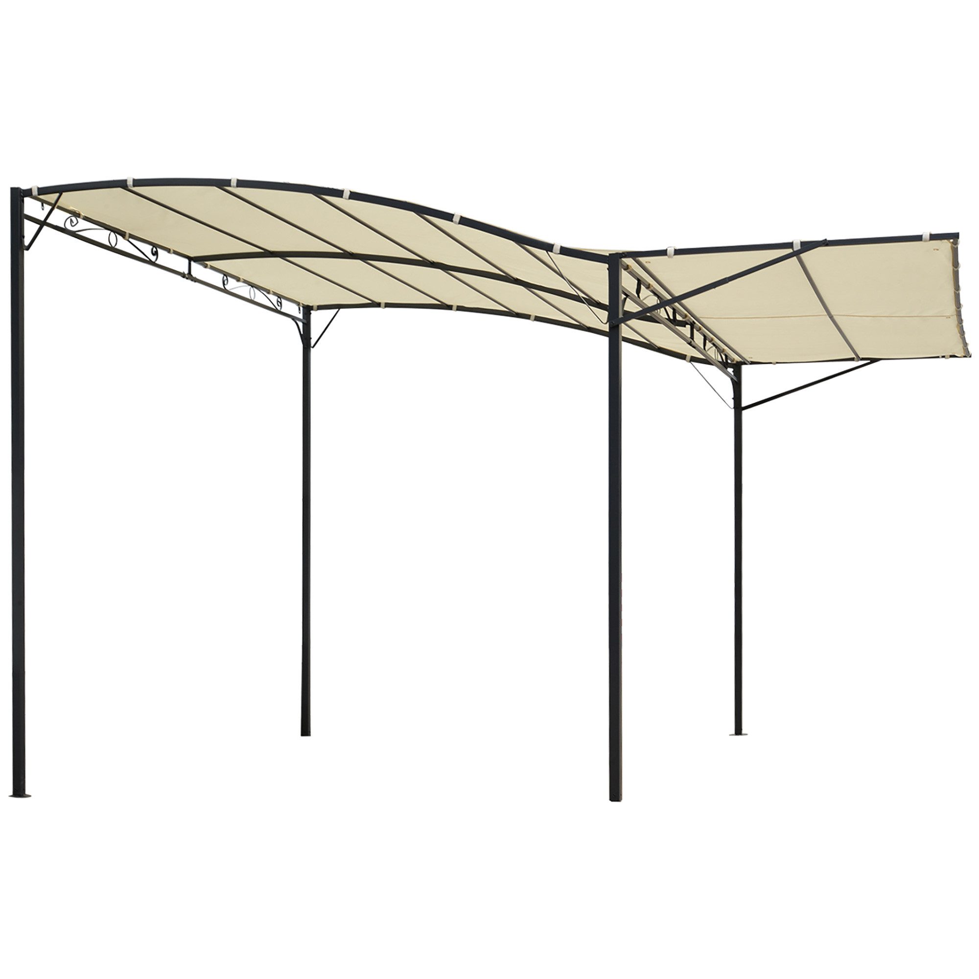 MODFU Pavillon 3x2,5 m Gartenpavillon in Cremeweiß & Schwarz mit Klapp-Seitendach, (Packung), Robuste Markise aus Polyester für flexible Beschattung im Außenbereich