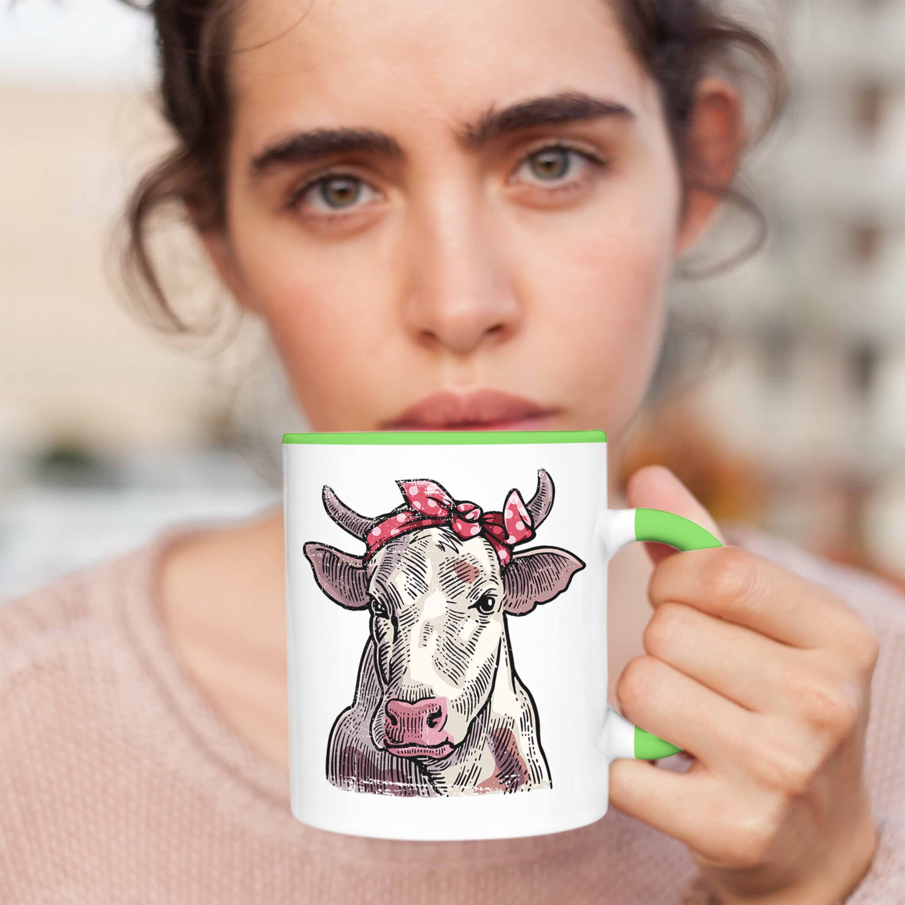 Frauen Grün Trendation Tasse Bauern für Tasse - Trendation Geburtstag Geschenkidee Landwirt Kuh Geschenk Süße