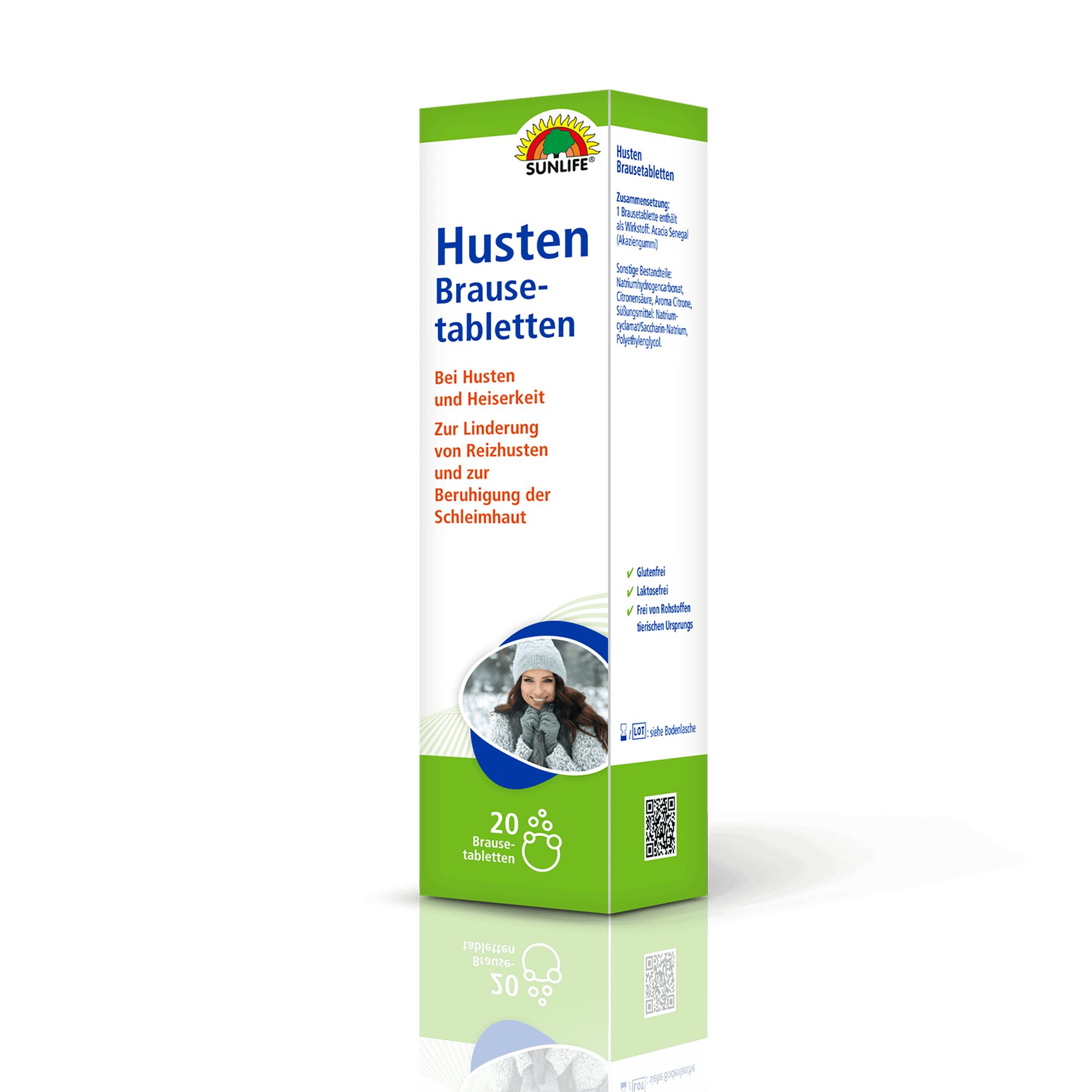 SUNLIFE SUNLIFE® Husten Brausetabletten Hustenstiller Erkältung Reiz Schleim 2-3 mal täglich 1 Brausetablette in Wasser auflösen & schluckweise trinken