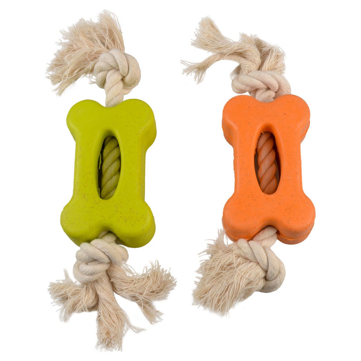Kauspielzeug Hundespielzeug Eco Gummiflachknoch Bambus/Reis + Baumwolle