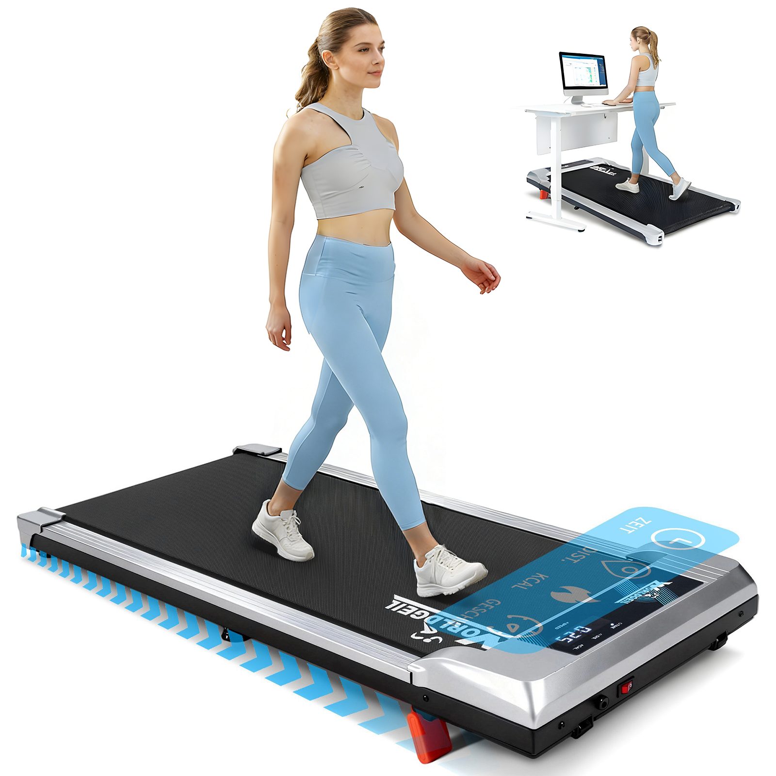 Nettlife Laufband klappbar Zuhause Leise Treadmill LED Anzeige Fembedienung Walking Pad (Ohne Armlehnen), LED-Anzeige