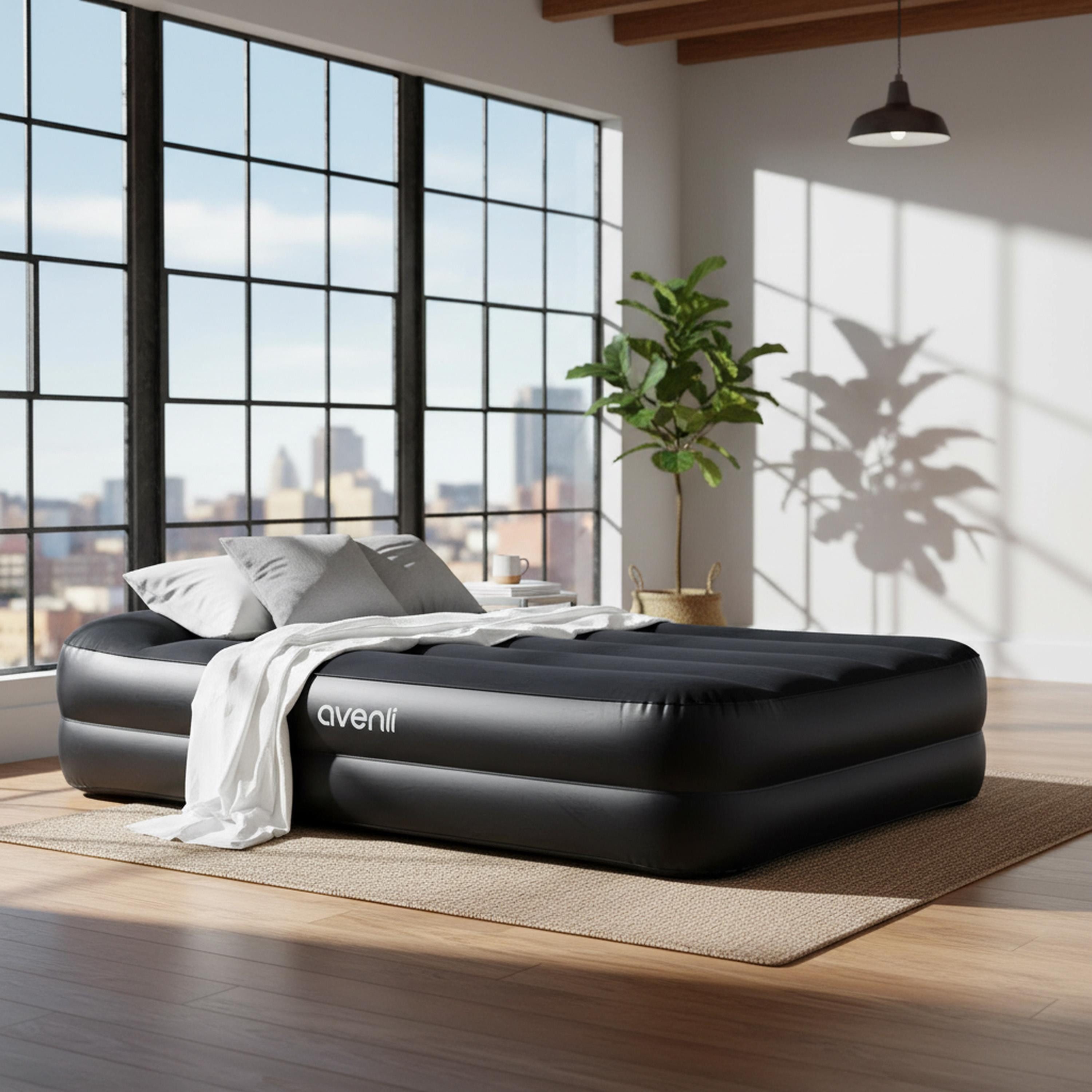 Avenli Luftbett Luftmatratze selbstaufblasend 1 Person 195x96x46cm Twin-Size, (Gästebett Matratze mit integrierter Elektropumpe, 2-tlg., Reisebett elektrisch mit weicher beflockter Oberfläche), aufblasbar mit Pumpe und Tragetasche