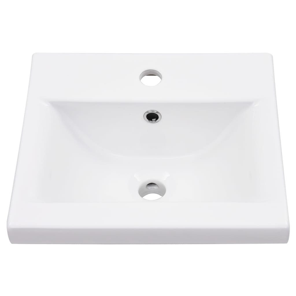 Waschbecken Badezimmerspiegelschrank mit Schwarz Eisen Badezimmer-Waschtischgestell vidaXL (1-St)