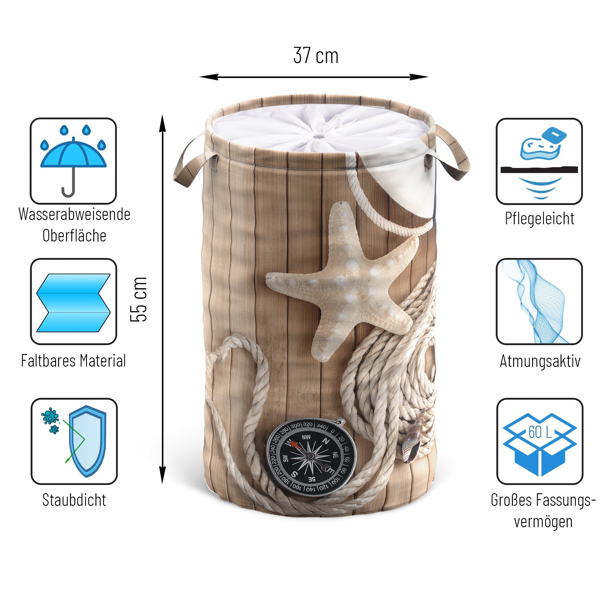 Sanilo Wäschekorb Maritime, 60 Liter, faltbar, günstig online kaufen
