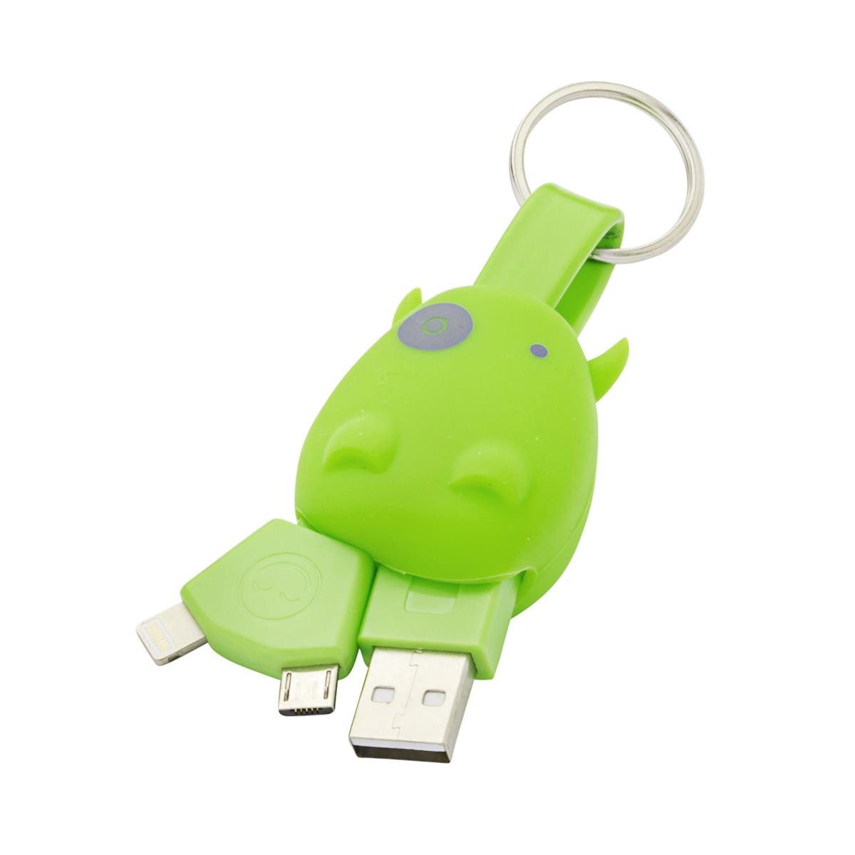 Munkees Schlüsselanhänger Mobiles USB-Ladekabel mit Lightning & Micro-USB Grün