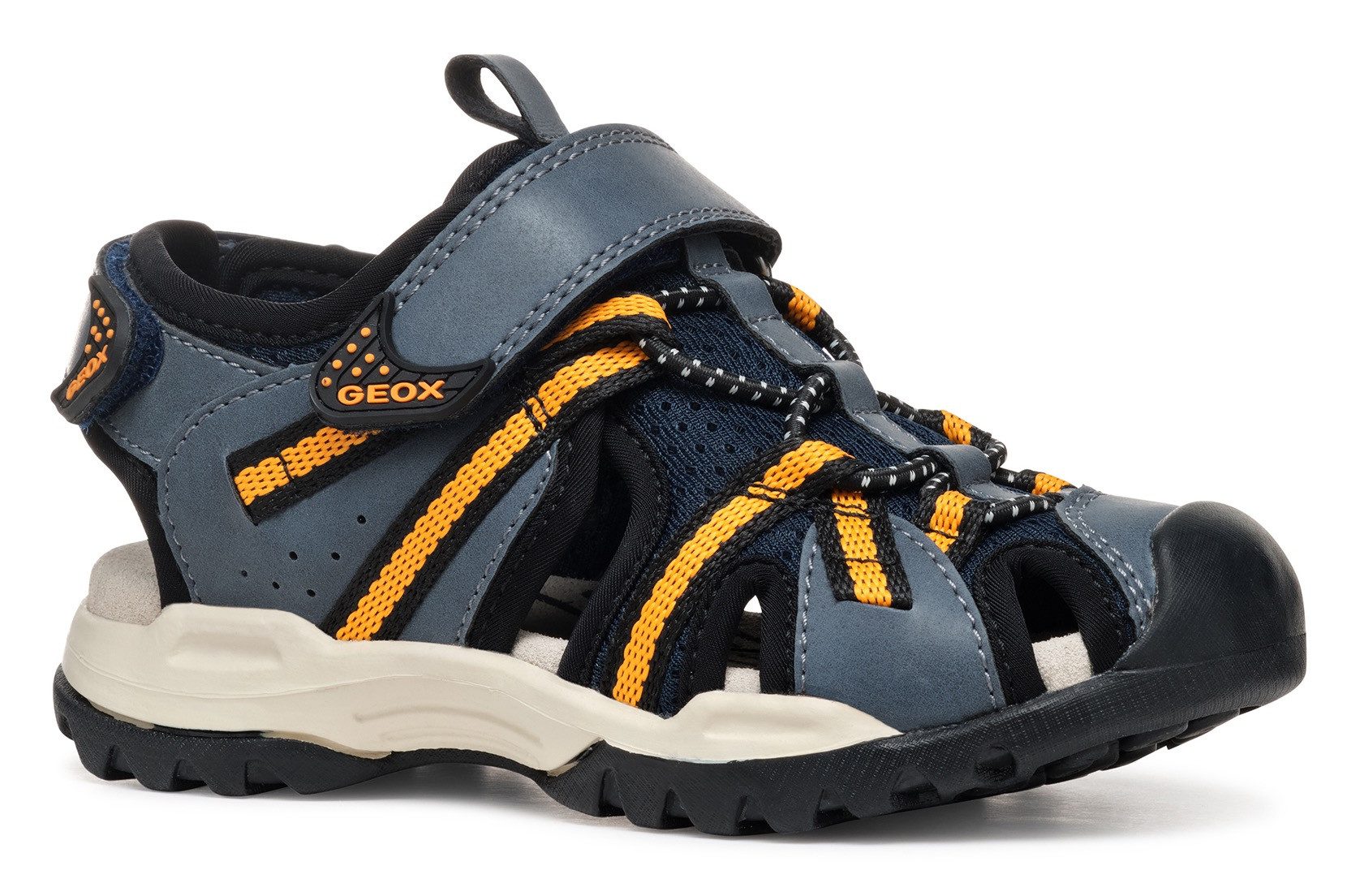 Geox J BOREALIS BOY Sandale, Trekking Sandale, Klettschuh mit zusätzlichem Fersen-Klettverschluss