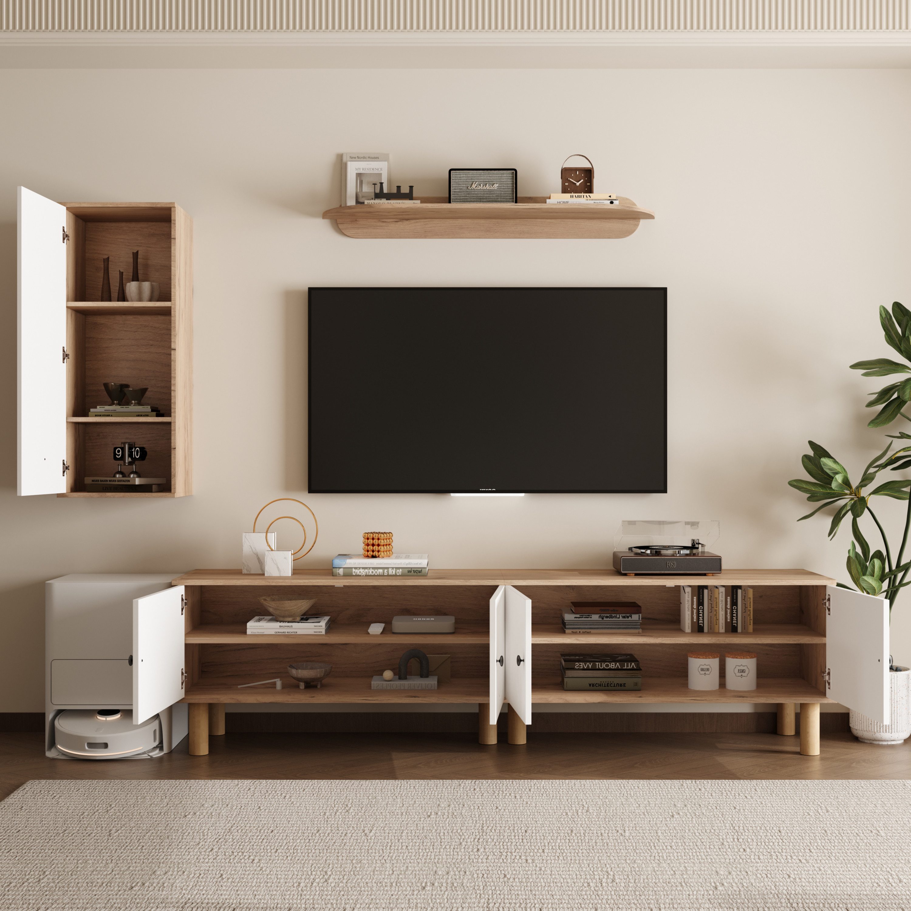 OKWISH Wohnzimmer-Set Highboard, Schränke, Wandboard, (Wohnwand, günstig online kaufen