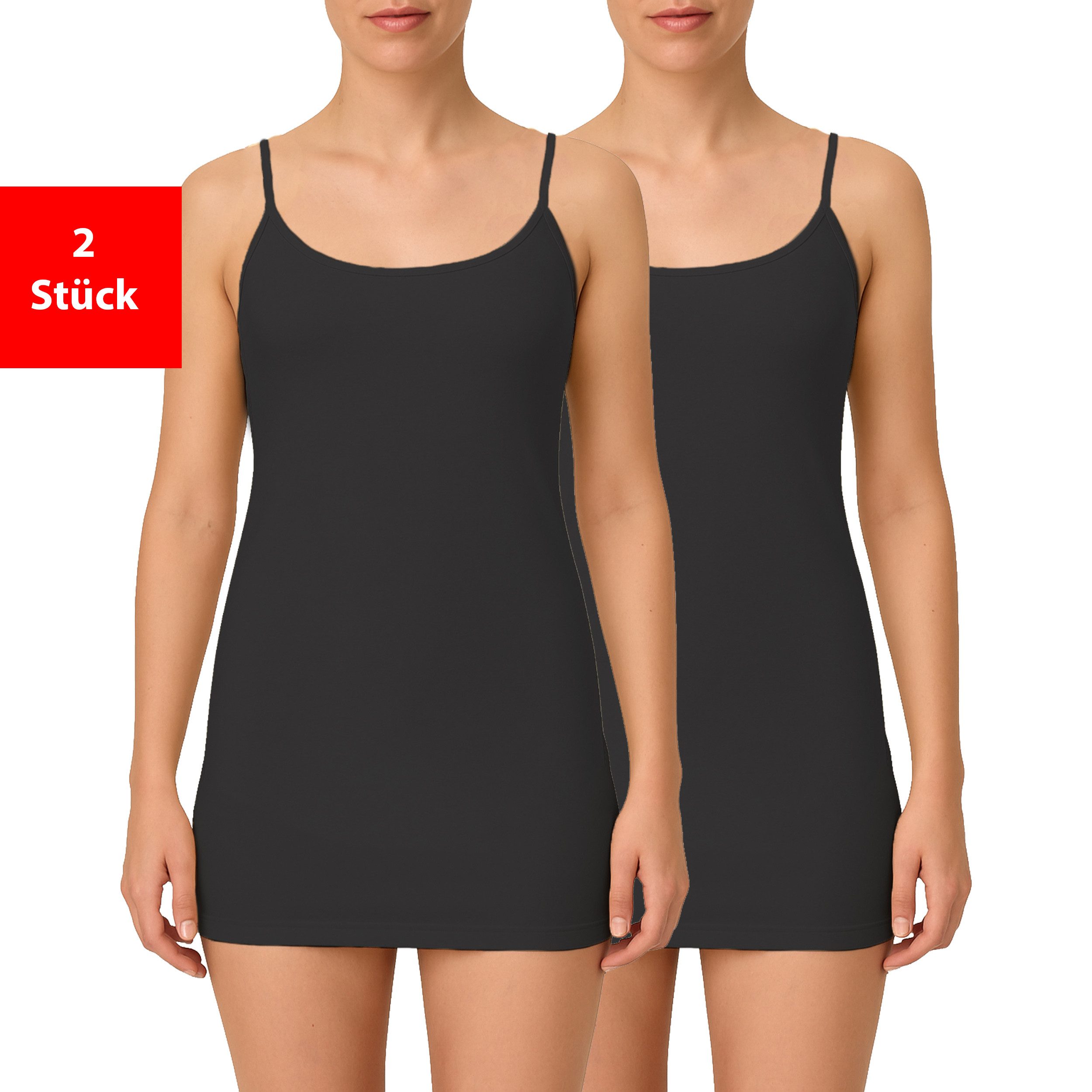 Fashionschmiede Spaghettitop Damen Unterhemd aus 100 % Baumwolle im praktischen 2er & 4er Pack (Packung, 2-tlg., 2er Pack) Weiche Baumwollqualität im praktischen Mehrfach-Pack