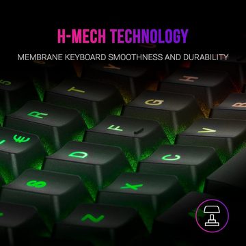 MARSGAMING Gaming MCPXBES, Combo H-Mech FRGB Tastatur- und Maus-Set, Ultralight Maus 10000DPI & XXL Mousepad, Spanische Sprache