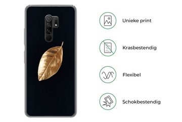 MuchoWow Handyhülle Blätter - Schwarz und Gold - Luxus - Natur - Pflanzen, Phone Case, Handyhülle Xiaomi Redmi 9, Silikon, Schutzhülle