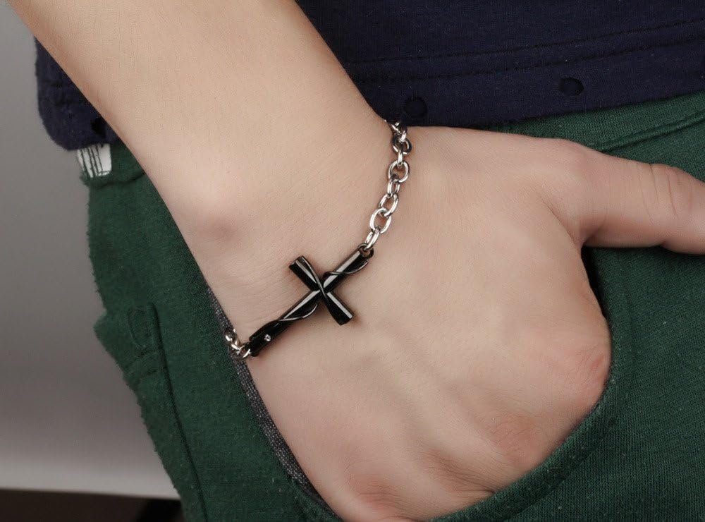 Kim Johanson Schmuckset Kreuz (Set, 4-tlg), Pärchen Schmuckset mit Halsketten und Armbänder