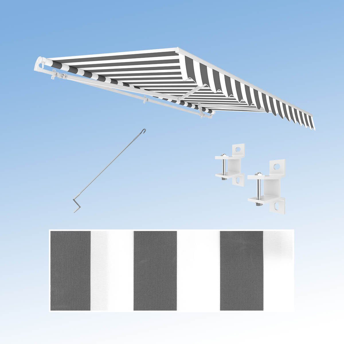 Eclipse Kassettenmarkise Größe: 2,50 x 2,00 Meter Gelenkarmmarkise Eclipse Economy 2,5x2m