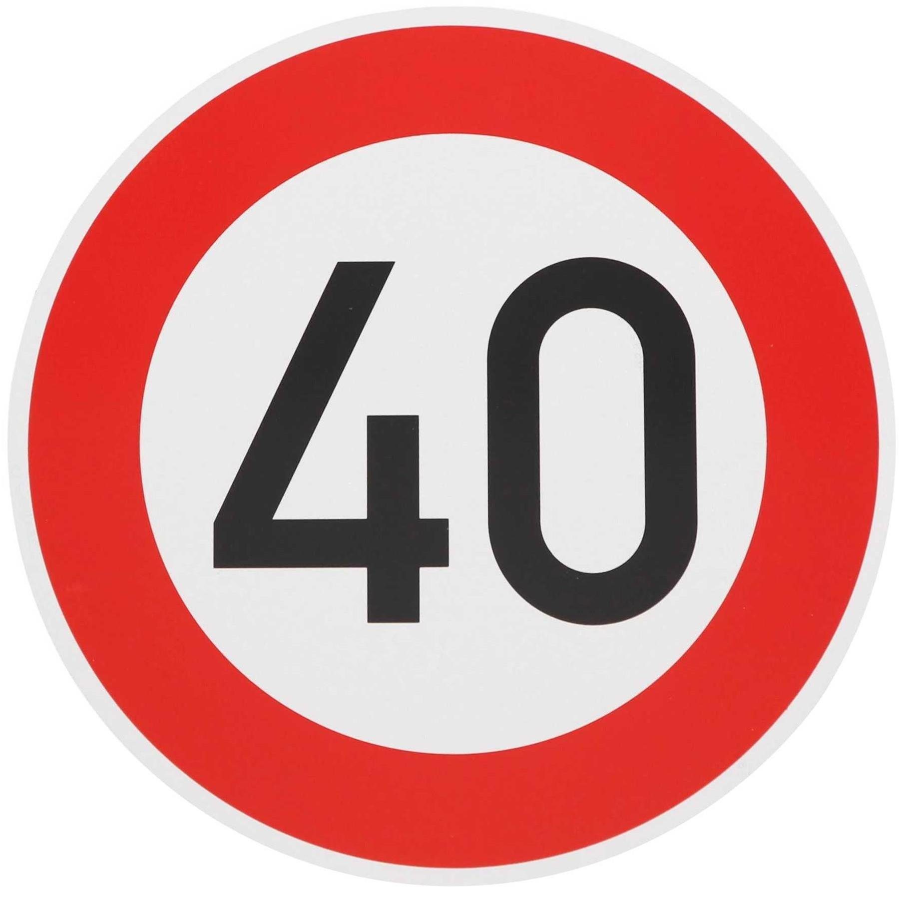 BauSupermarkt24 Verkehrsschild Verkehrszeichen Nr. 274-40 "40km/h" Geburtstagsschild Verkehrsschild