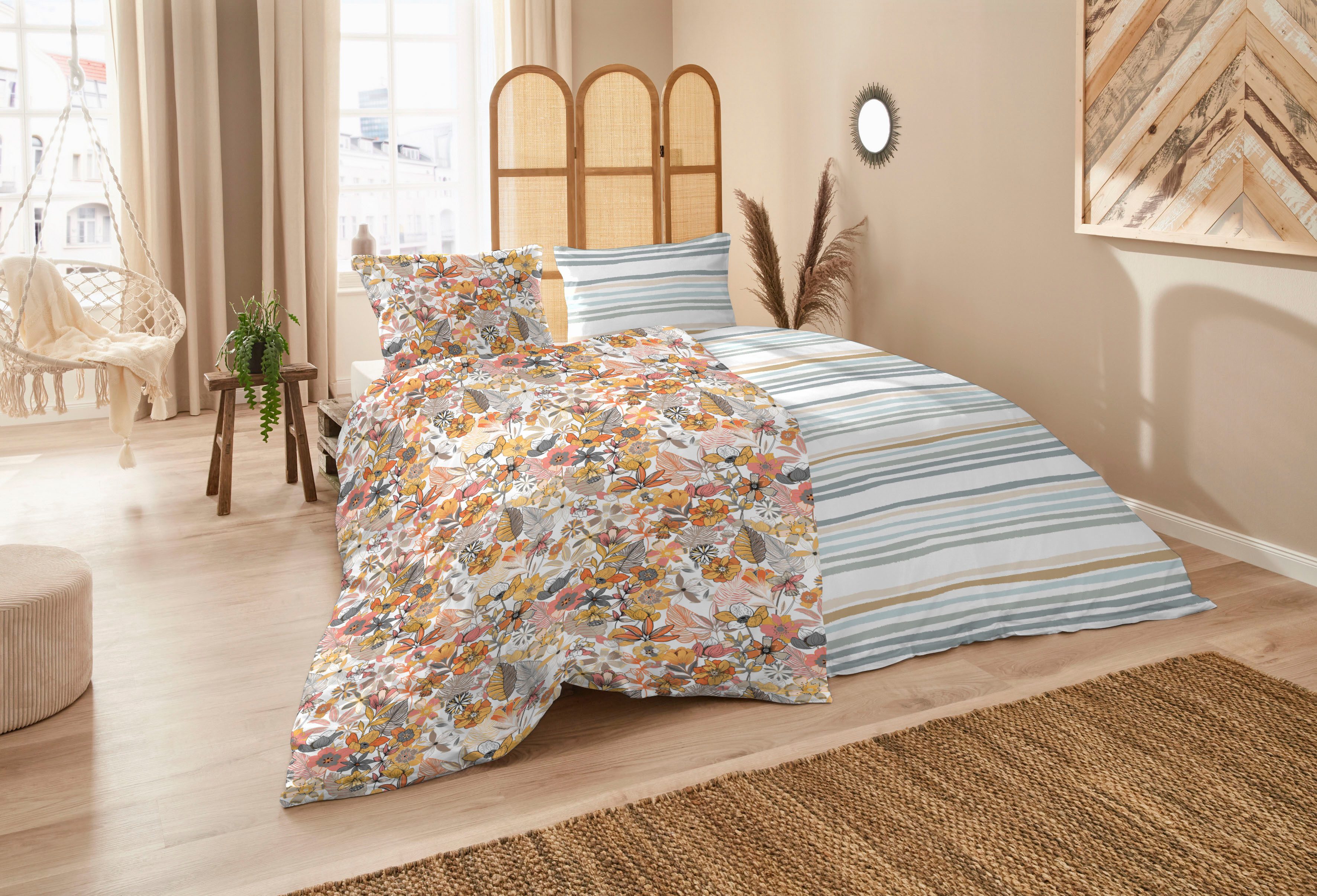Primera Bettwäsche Primera Perkal-Bettwäsche Ernesta, Perkal, 2 teilig, mit einem verspielten Blumendesign