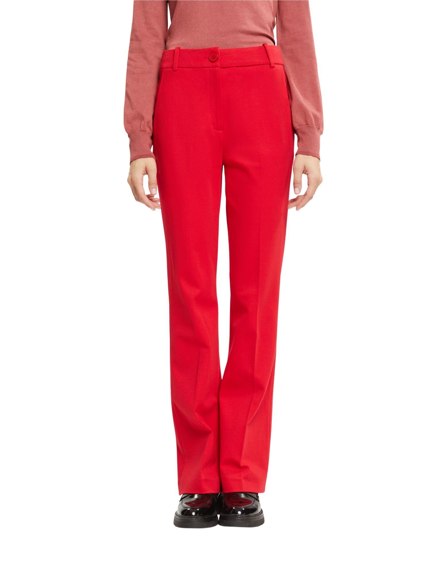 Collection Bund Stoffhose Stretchige Pants RED DARK Bootcut mit hohem Esprit
